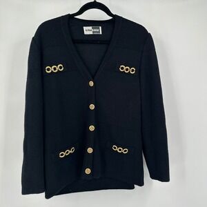 Womens‎ Old Money Knit Cardigan Size 1X Quiet Luxury Gold Buttons Knit Vintage